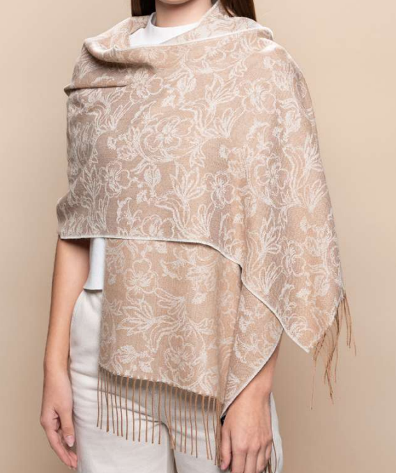 ÉCHARPE FEMME JACQUARD FLORALE NON TEINTE